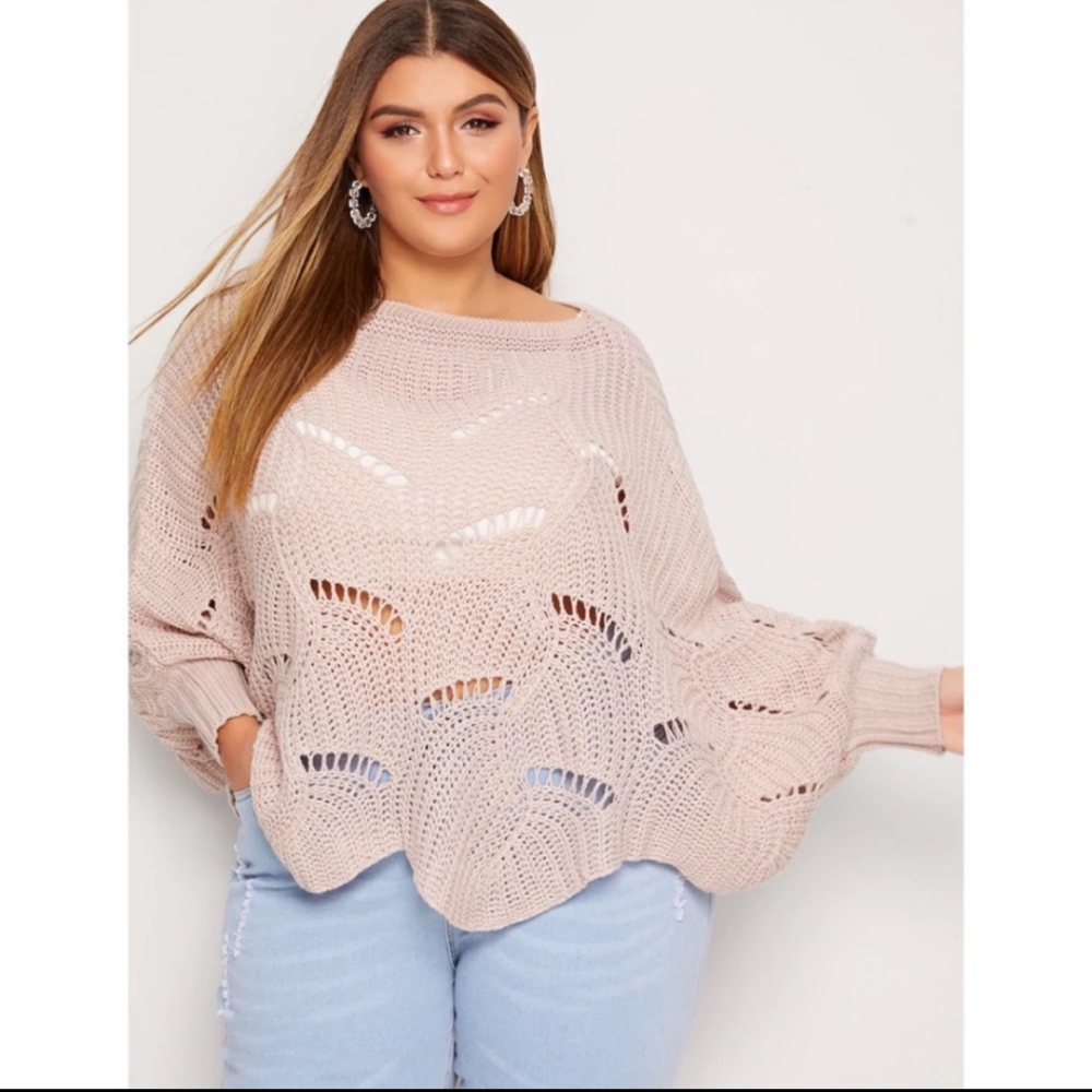 Plus Dolman Sleeve Loose Knit Sweater